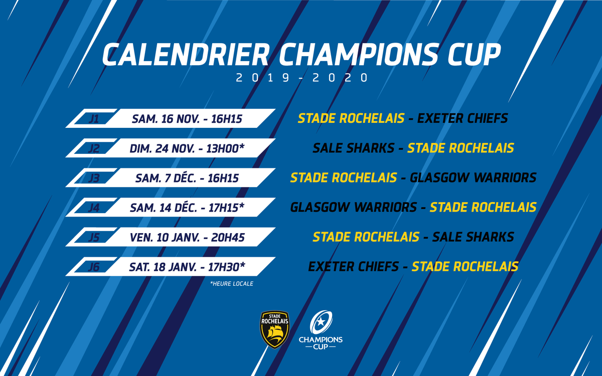 Le Calendrier De La Champions Cup Devoile Stade Rochelais coupe europe rugby 2021 calendrier