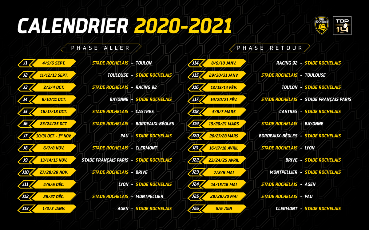 Stade réolais calendrier