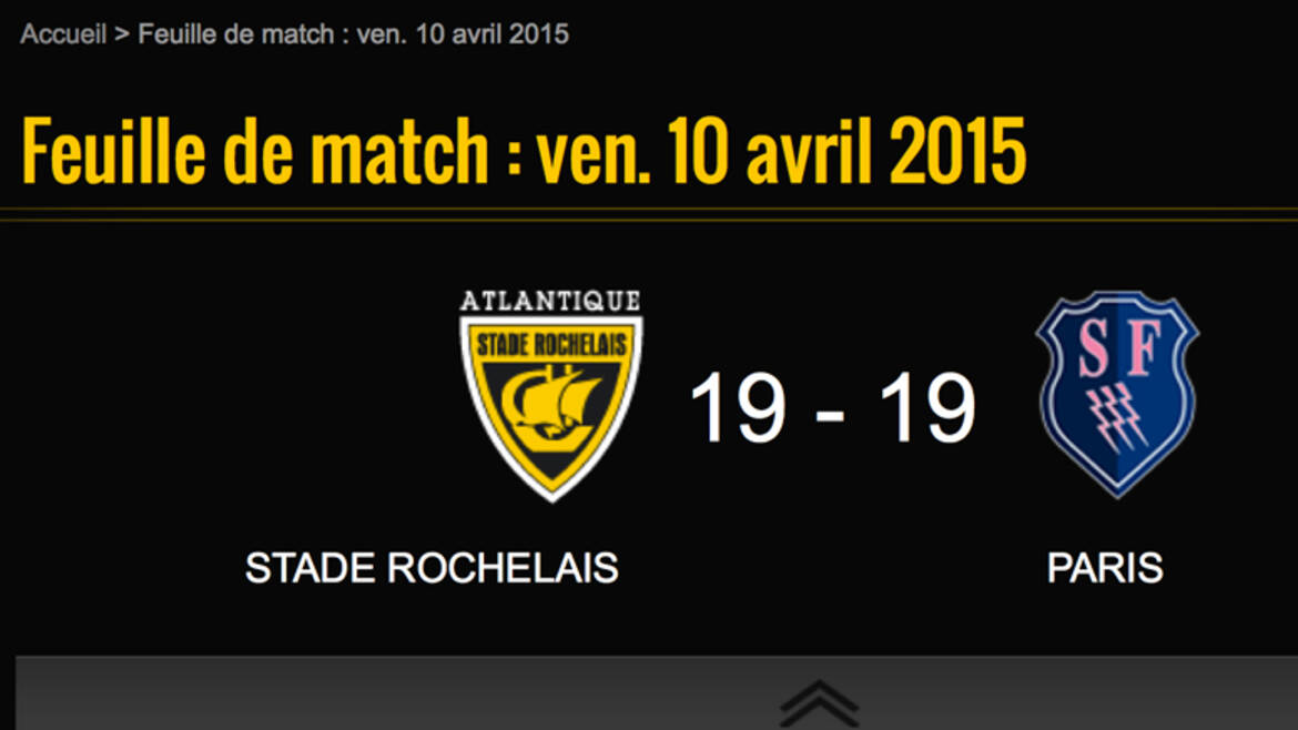 La Rochelle 19 - 19 Stade Français 