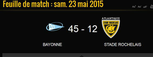 Bayonne 45 - 12 La Rochelle