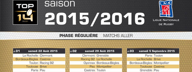 Le calendrier de TOP 14 est sorti !