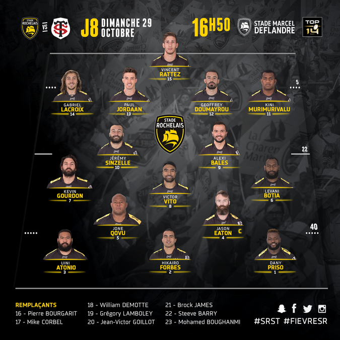 images La Rochelle Toulouse Composition j8 stade rochelais toulouse la